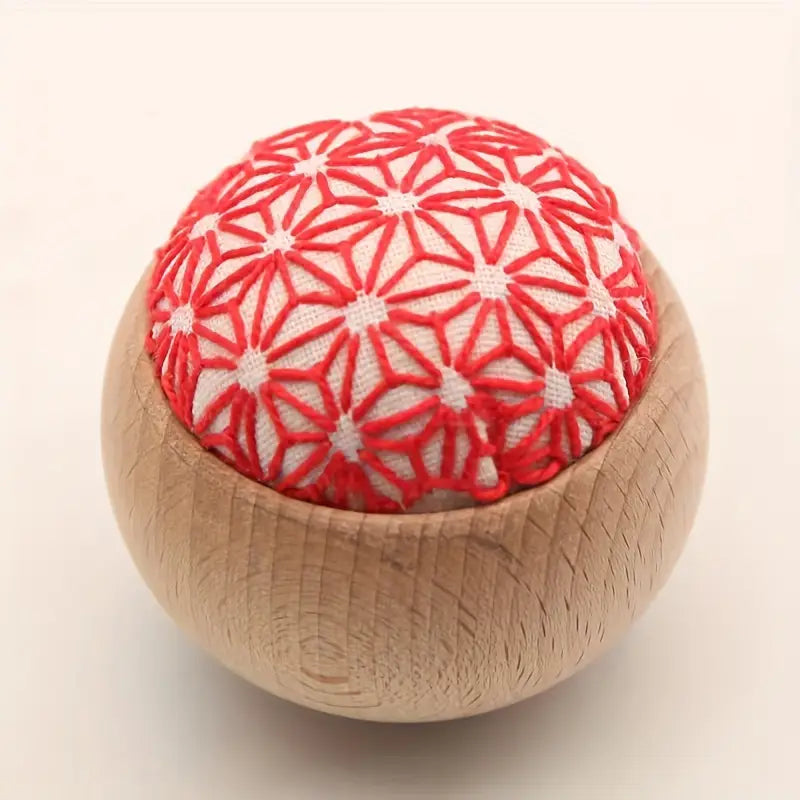 DIY Embroidery Pin Cushion Sewing Kit with Wooden Base