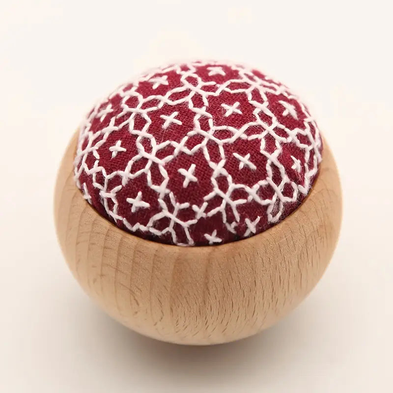DIY Embroidery Pin Cushion Sewing Kit with Wooden Base