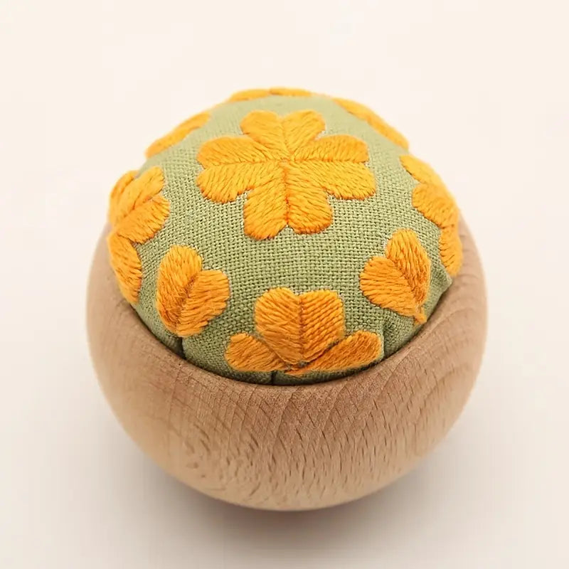 DIY Embroidery Pin Cushion Sewing Kit with Wooden Base