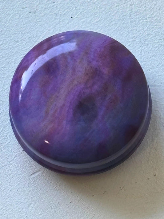 Tiny Round Marbled Metal Box with 8 Stitch Markers