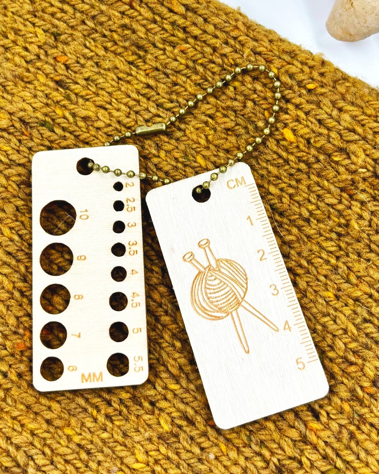 Multifunctional Wood Craft Ruler - Knitting Measuring Tool