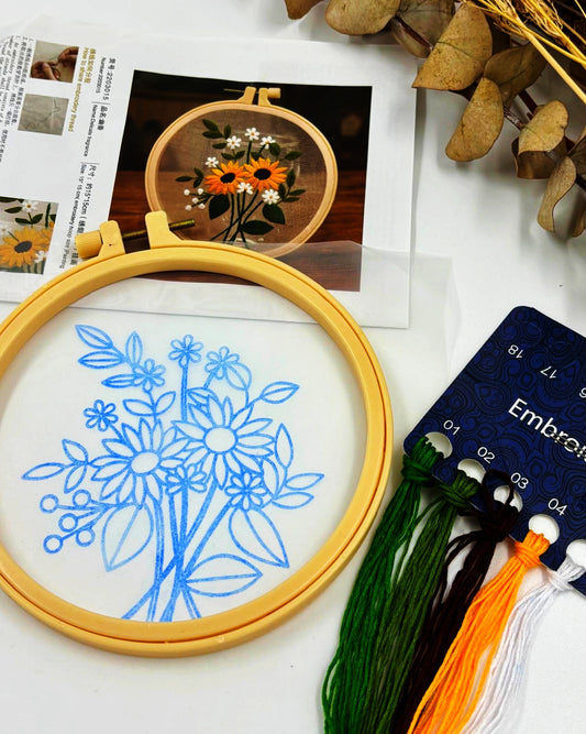 Embroidery Kit on Tulle - Floral