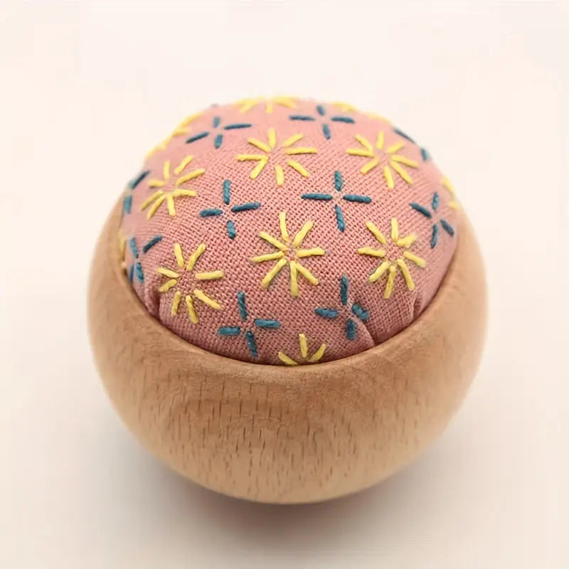 DIY Embroidery Pin Cushion Sewing Kit with Wooden Base