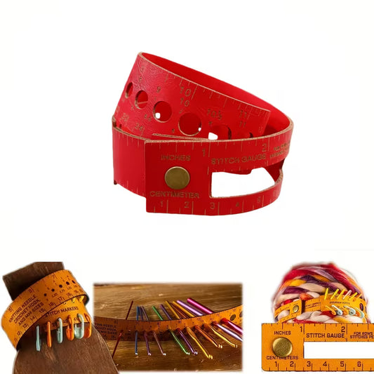 7-in-1 Faux Leather Wrist Wrap Ruler & Stitch Gauge