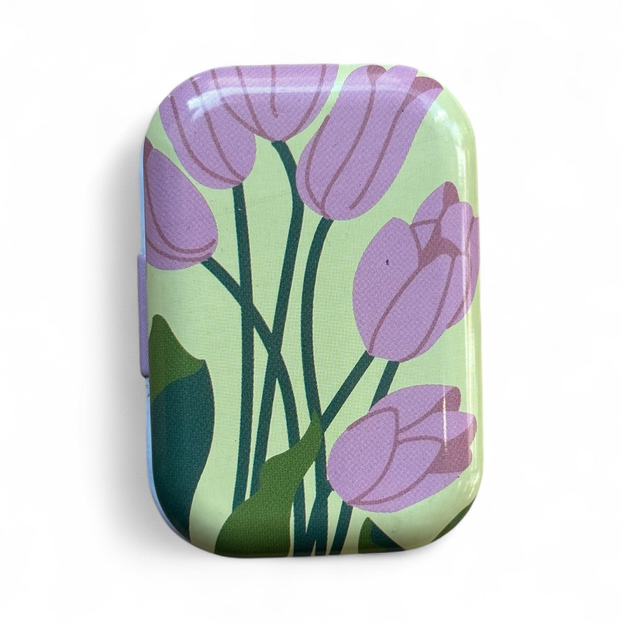 Tiny Retangular Floral Metal Box with 8 Stitch Markers