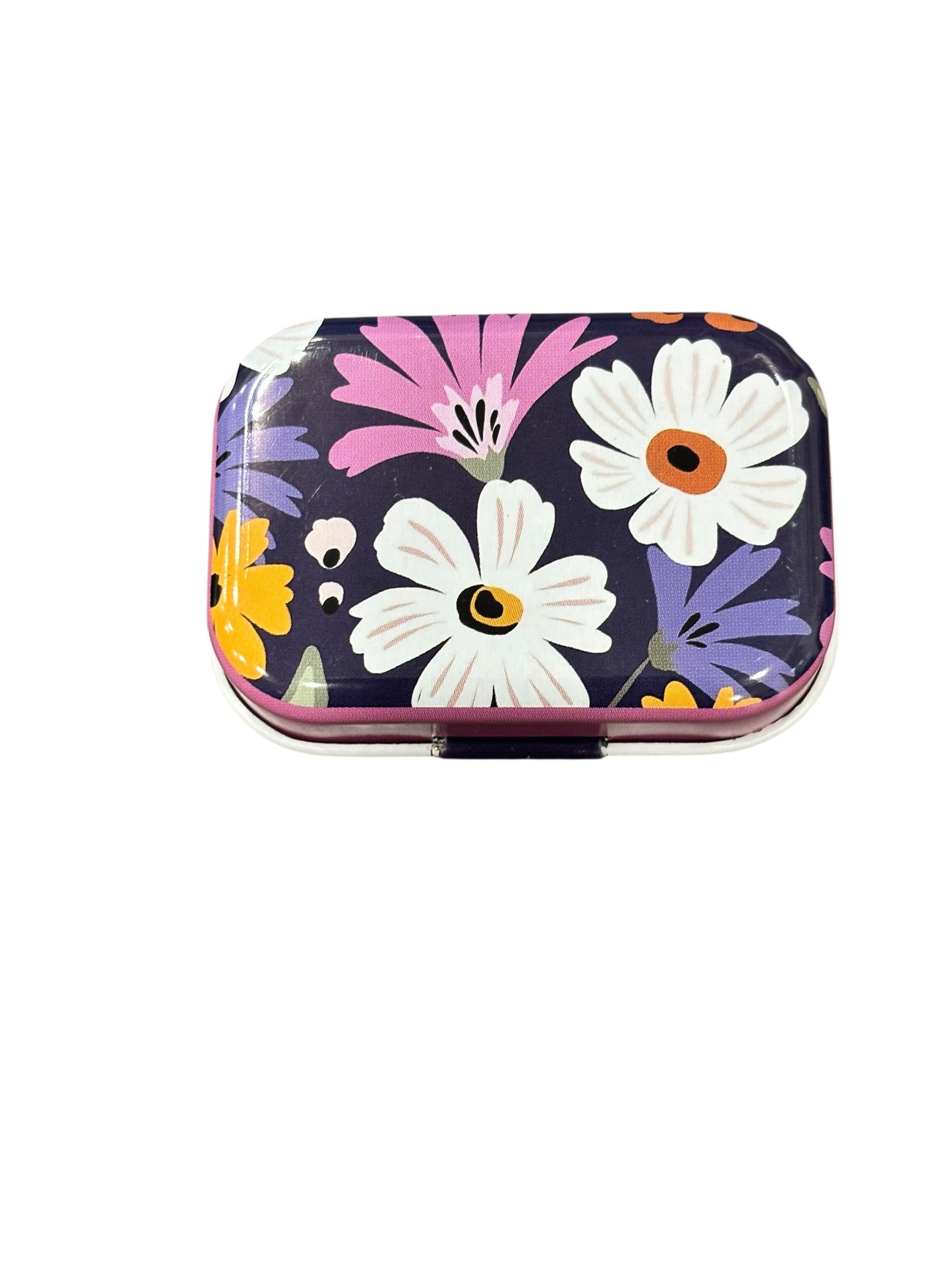 Retangular Floral Metal Box with 8 Stitch Markers