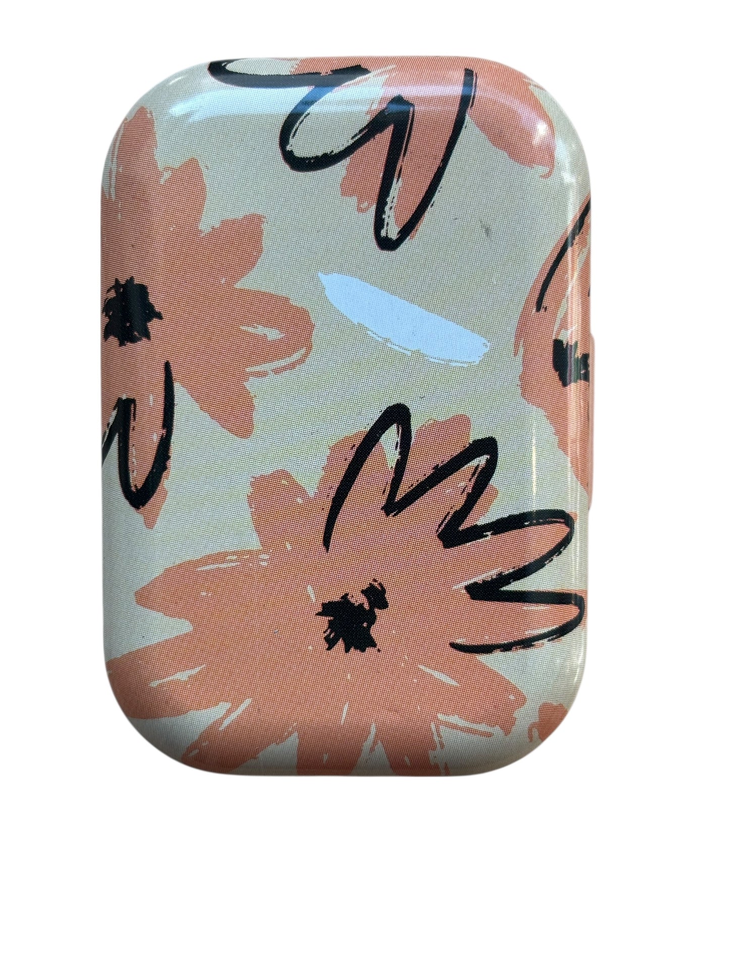 Tiny Retangular Floral Metal Box with 8 Stitch Markers