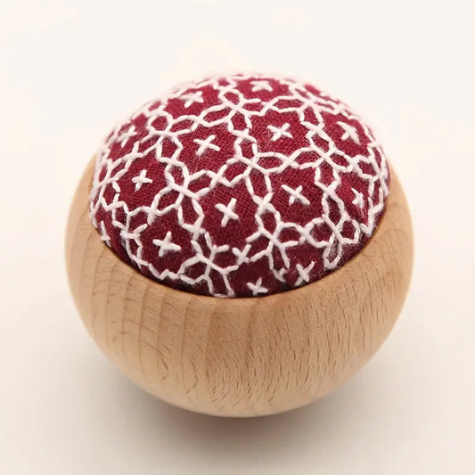 DIY Embroidery Pin Cushion Sewing Kit with Wooden Base