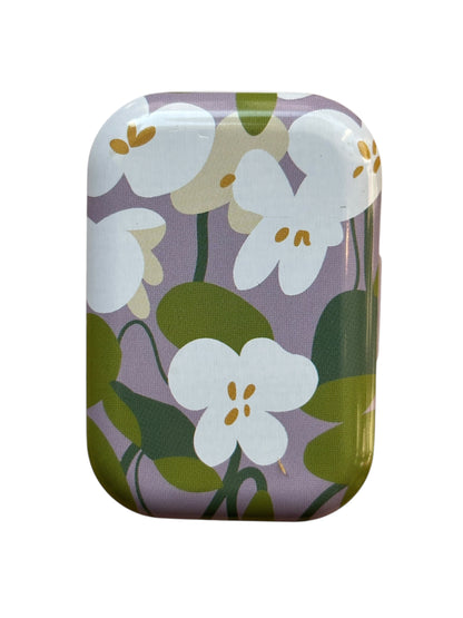 Tiny Retangular Floral Metal Box with 8 Stitch Markers