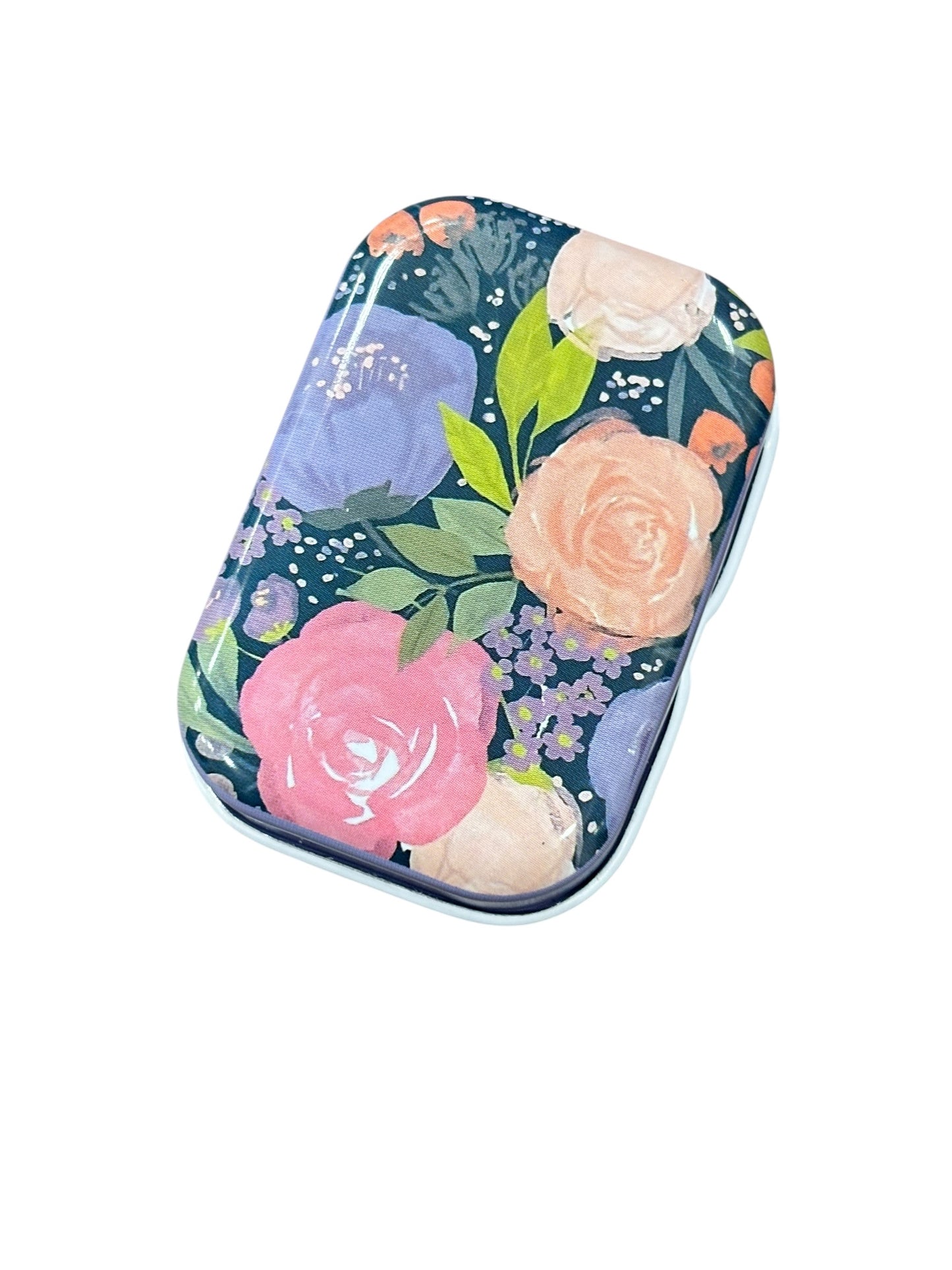 Retangular Floral Metal Box with 8 Stitch Markers