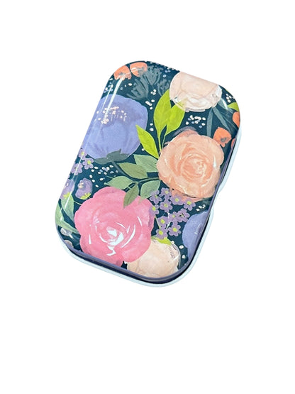Retangular Floral Metal Box with 8 Stitch Markers