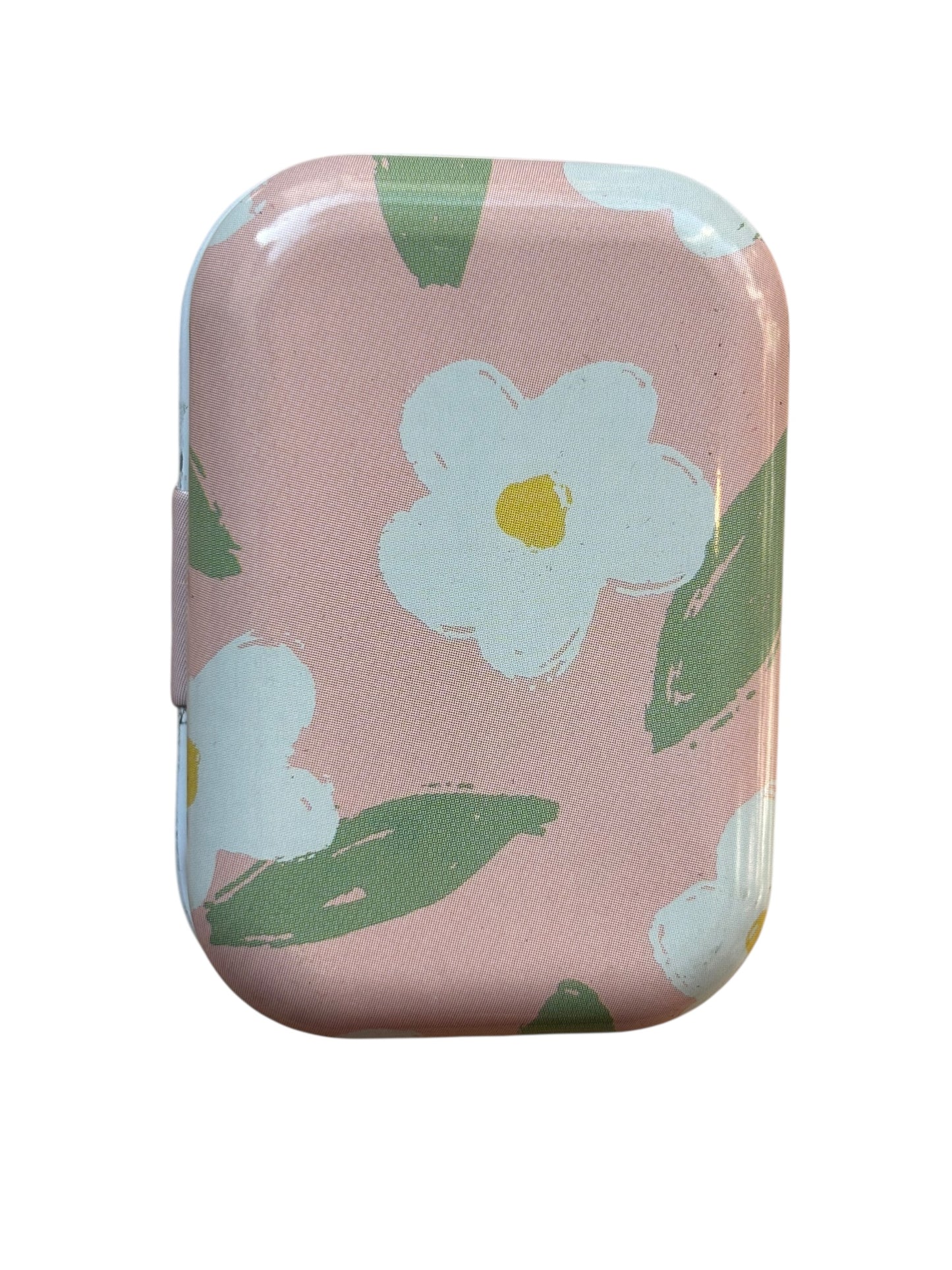 Tiny Retangular Floral Metal Box with 8 Stitch Markers