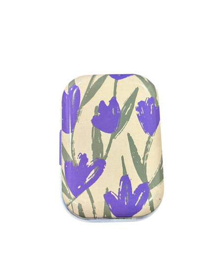 Retangular Floral Metal Box with 8 Stitch Markers