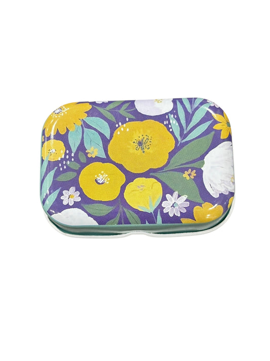 Retangular Floral Metal Box with 8 Stitch Markers