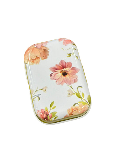 Retangular Floral Metal Box with 8 Stitch Markers