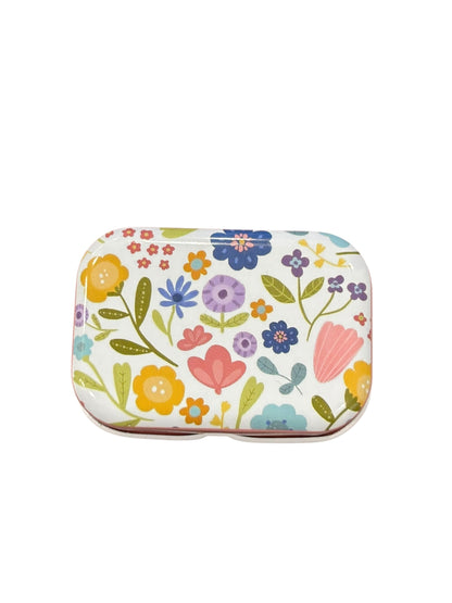 Retangular Floral Metal Box with 8 Stitch Markers