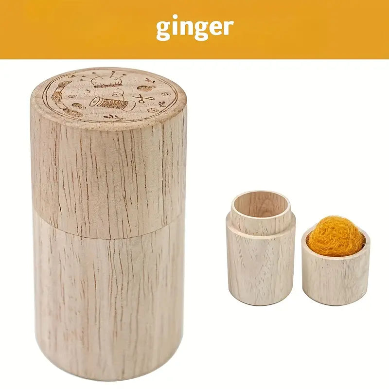 Portable Wooden Sewing Needle Storage With a Pin Cushion