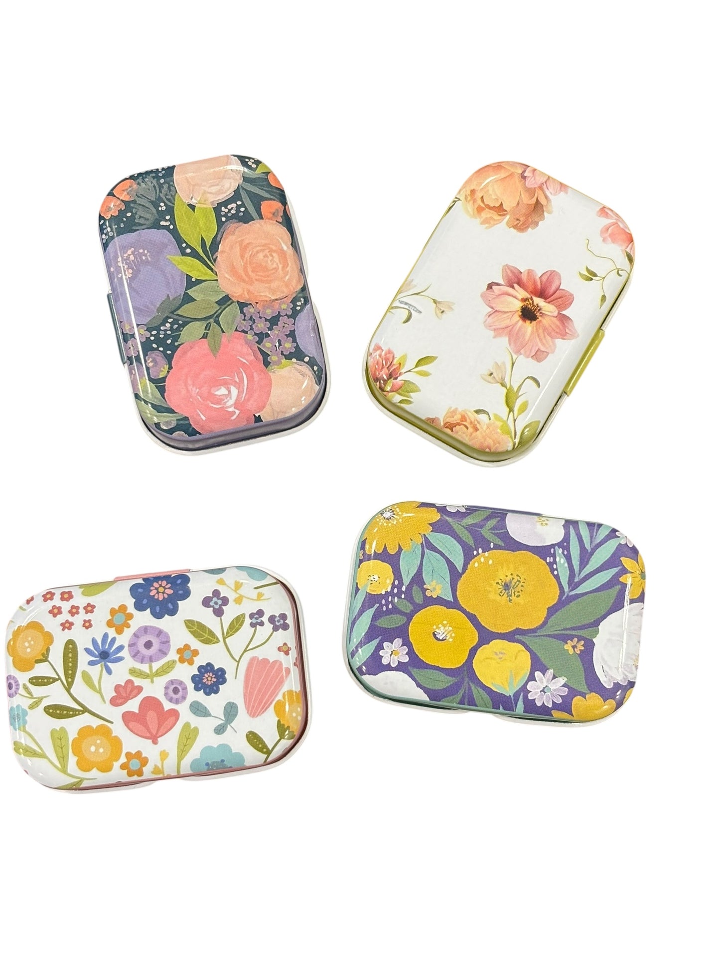 Retangular Floral Metal Box with 8 Stitch Markers
