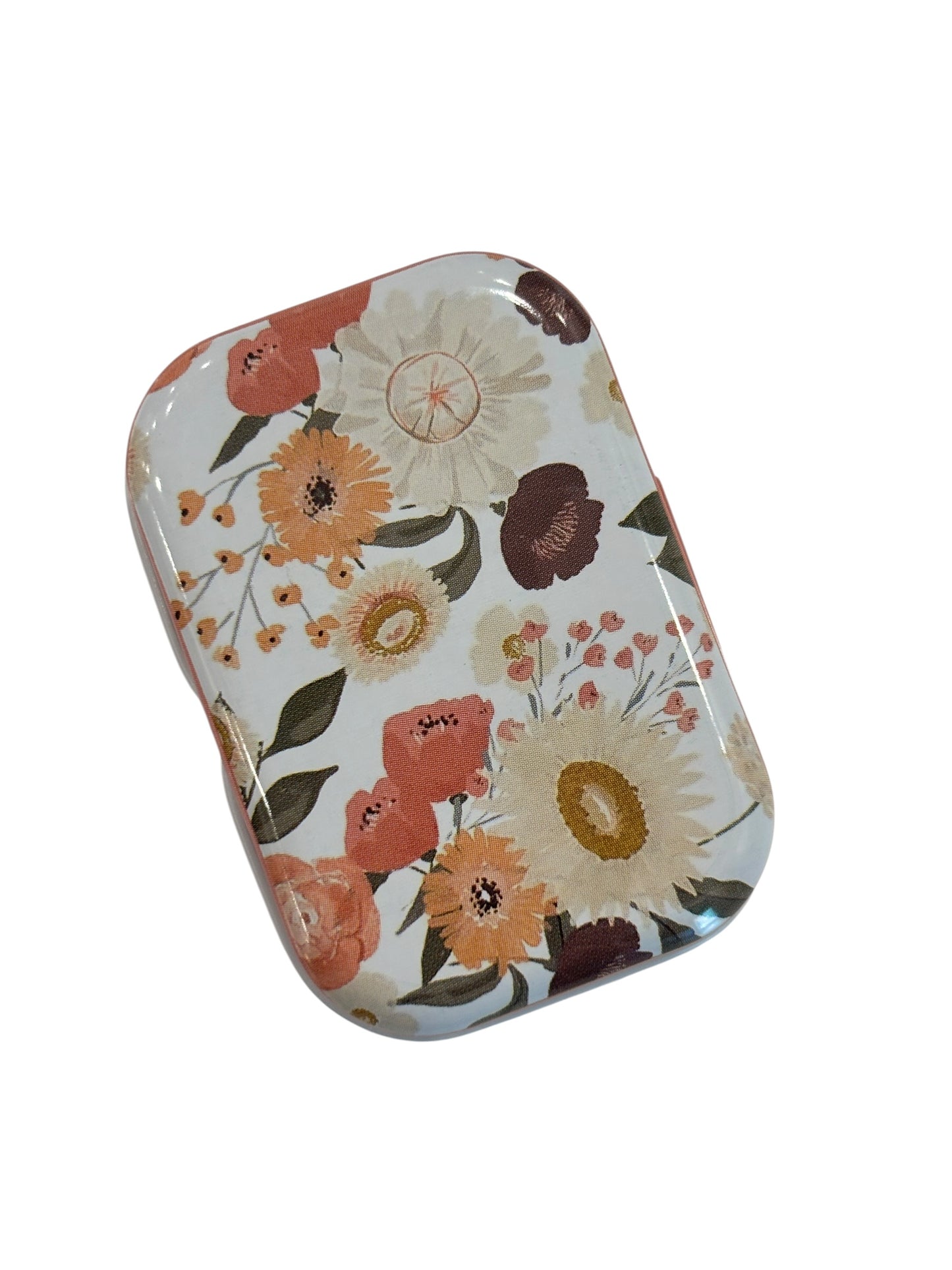 Retangular Floral Metal Box with 8 Stitch Markers