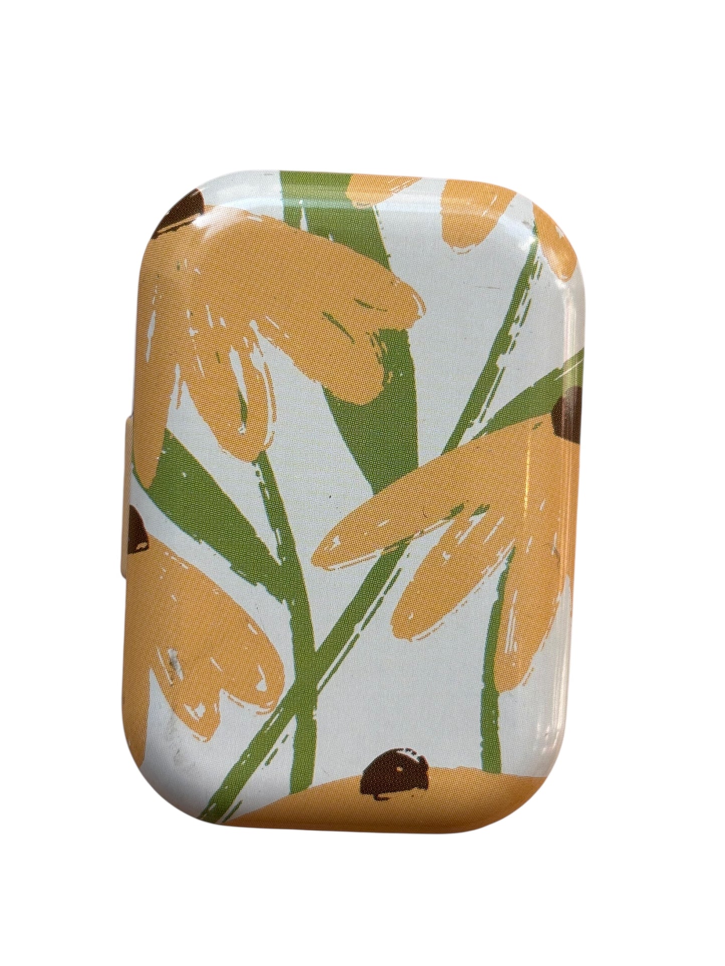 Tiny Retangular Floral Metal Box with 8 Stitch Markers