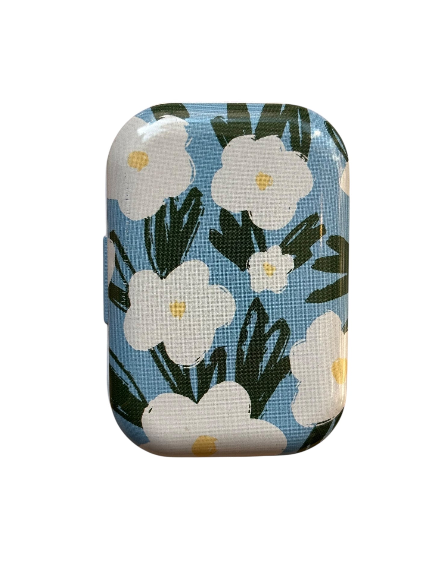 Tiny Retangular Floral Metal Box with 8 Stitch Markers