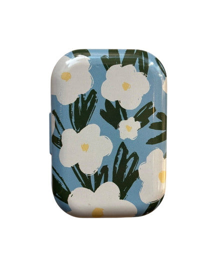 Tiny Retangular Floral Metal Box with 8 Stitch Markers