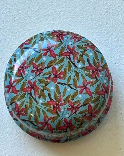 Tiny Round Floral Metal Box with 8 Stitch Markers