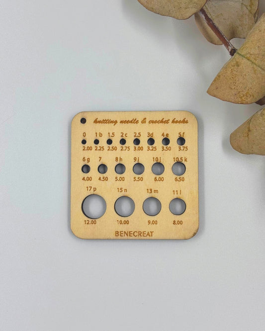 Wooden Knitting Needle Sizer