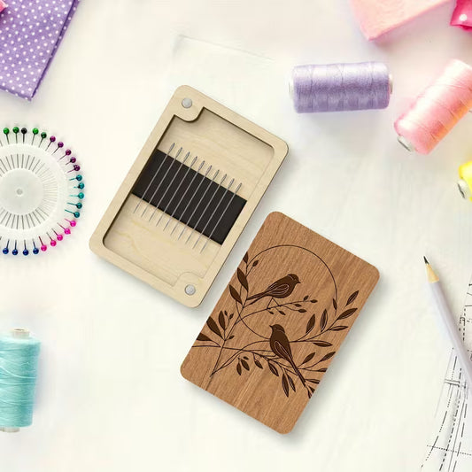 Magnetic Needle Holder - Wooden Storage Box