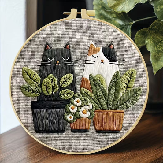 Embroidery Kit - Two Cats