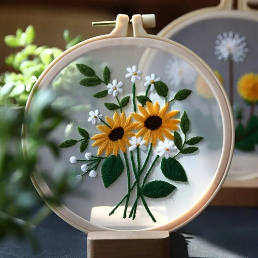 Embroidery Kit on Tulle - Floral