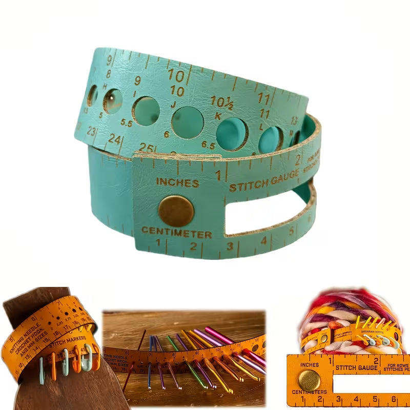 7-in-1 Faux Leather Wrist Wrap Ruler &amp; Stitch Gauge